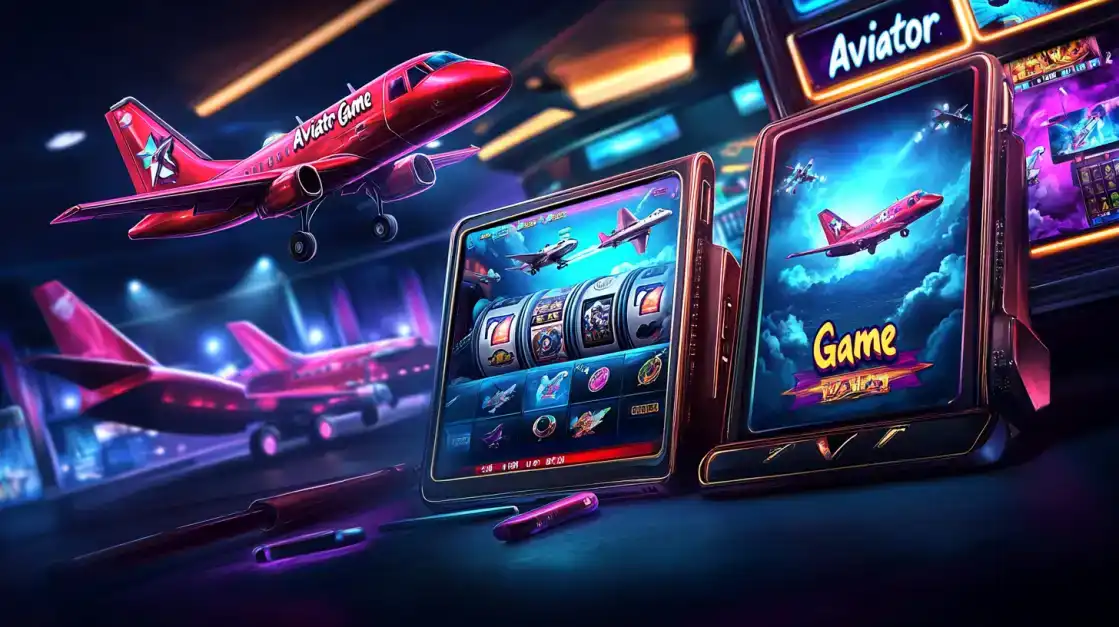 The 'Aviator Game' is shown with a red plane flying out of a tablet, with the game's interface also visible on a smartphone, highlighting the multi-platform excitement at KX8.