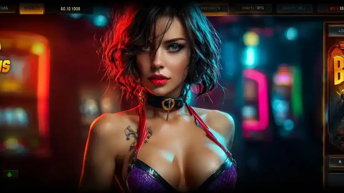 A beautiful woman in a sparkling golden and white top is surrounded by floating poker chips and a soccer ball, capturing the glamorous and exciting fusion of sports and casino at KX8.